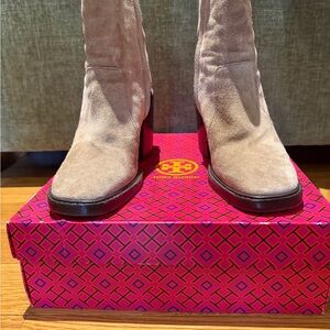Tory Burch Tan Suede Heeled Boots